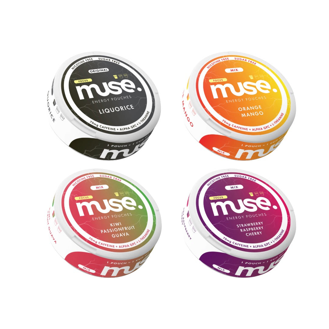 70mg Muse Focus Energy Pouches (UK Made) - 20 Pouches - Flavour: Creamy Coffee
