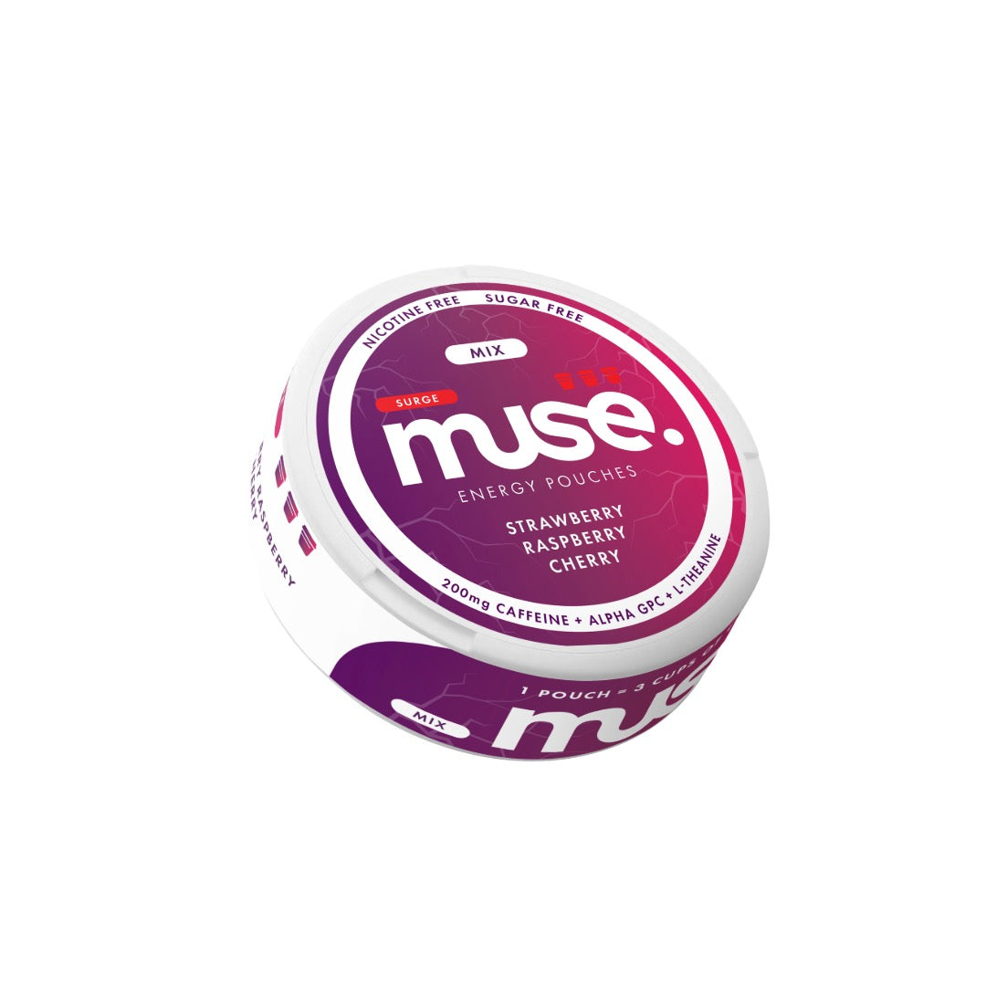 200mg Muse Surge Energy Pouches (UK Made) - 20 Pouches - Flavour: Strawberry Raspberry Cherry