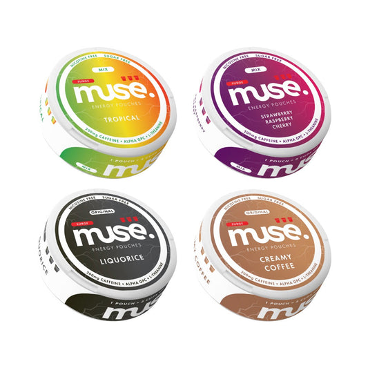 200mg Muse Surge Energy Pouches (UK Made) - 20 Pouches - Flavour: Strawberry Raspberry Cherry