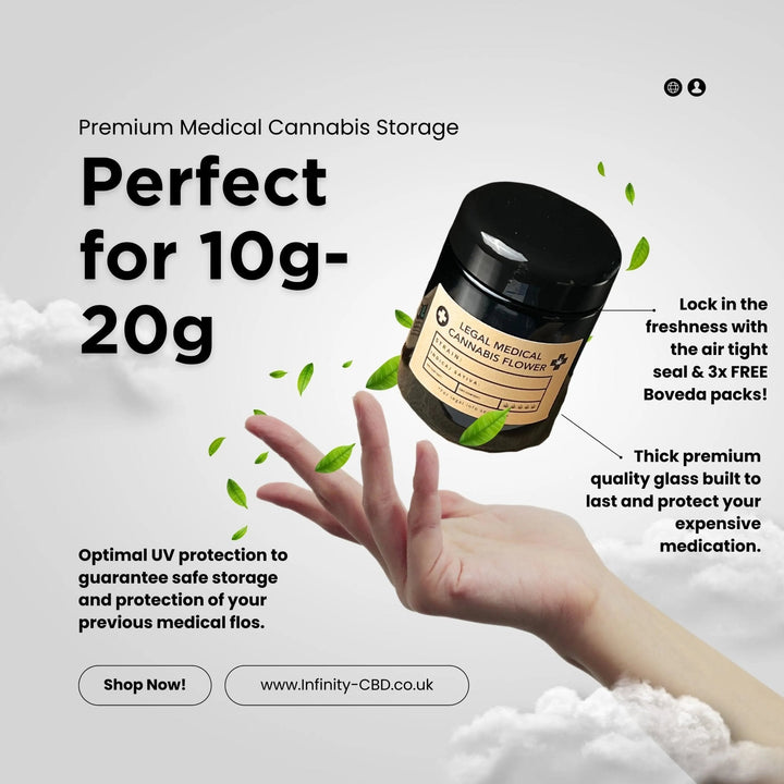 Medical Cannabis UV Storage Jar + FREE Humidity Packs