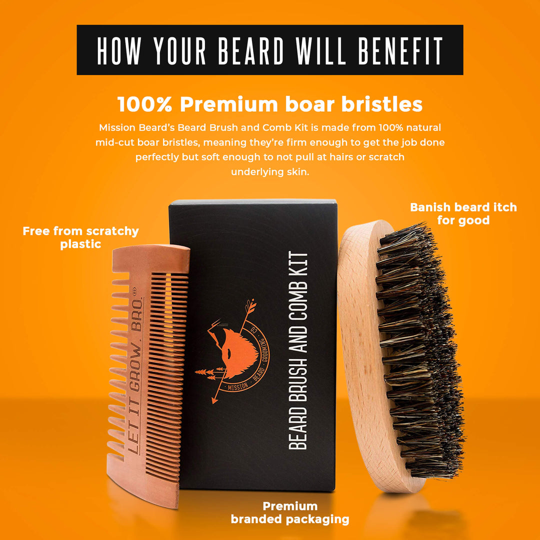 SOFT BRISTLE BEARD BRUSH & COMB KIT