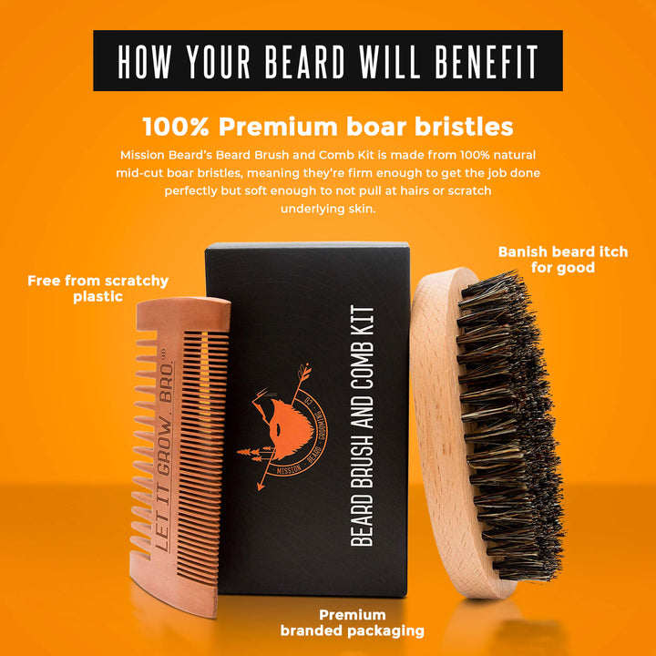 SOFT BRISTLE BEARD BRUSH & COMB KIT
