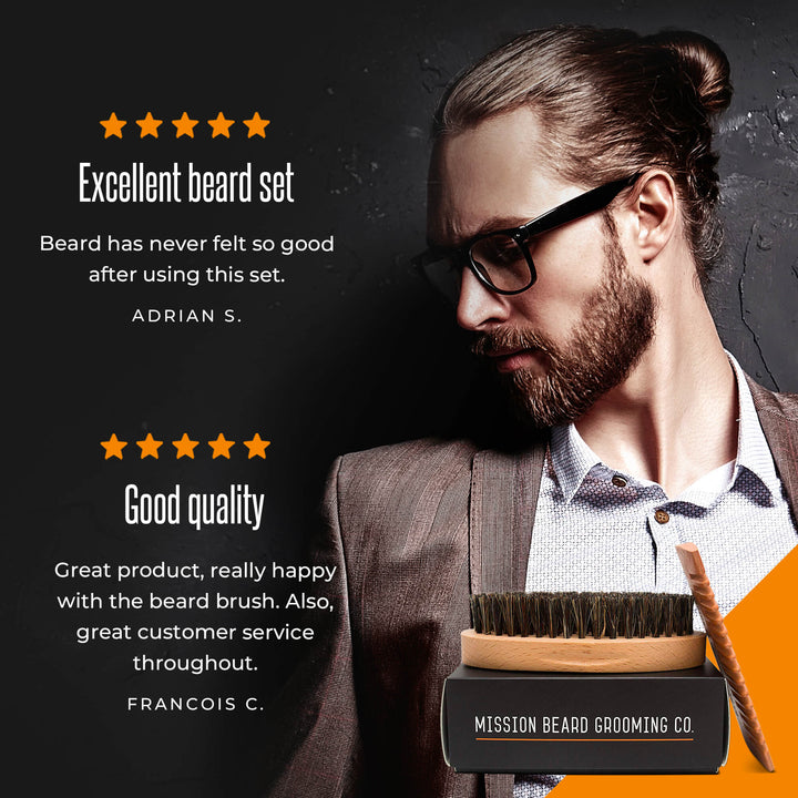 SOFT BRISTLE BEARD BRUSH & COMB KIT