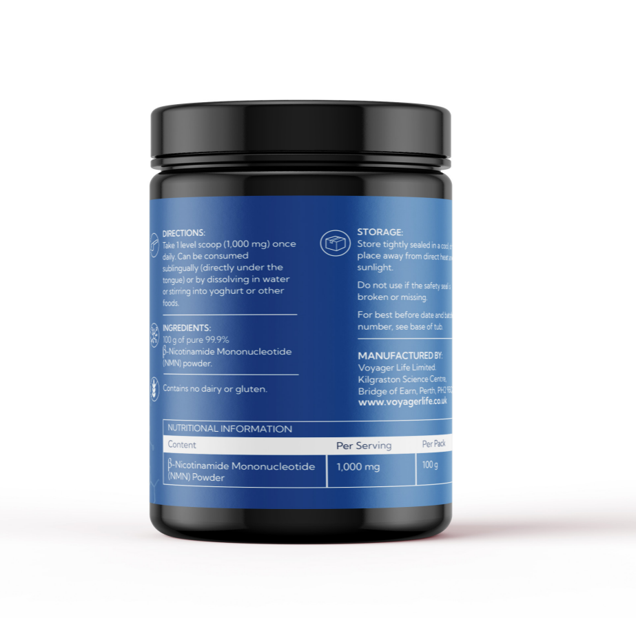 Pure NMN Supplement Powder 100g 3-Month Supply Tub