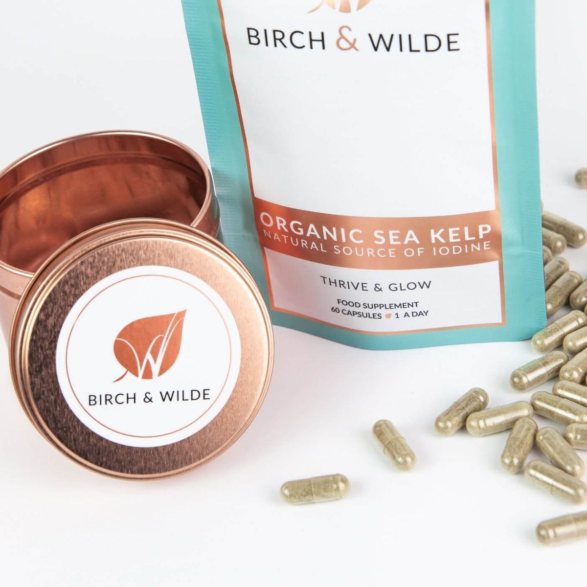 Organic Sea Kelp Supplement Capsules x 60 | Natural Iodine | 2 Month Refill Pouch