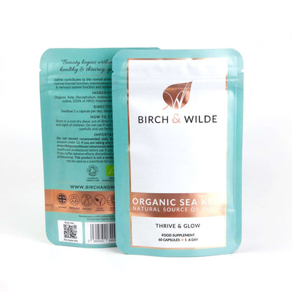 Organic Sea Kelp Supplement Capsules x 60 | Natural Iodine | 2 Month Refill Pouch
