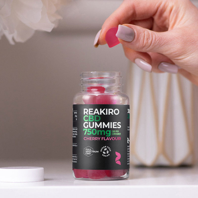 Reakiro CBD Vegan Gummies 750mg Cherry flavour 30pcs