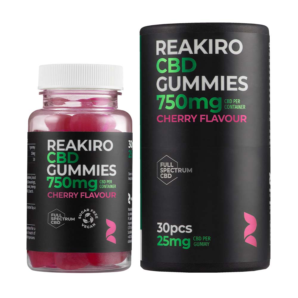 Reakiro CBD Vegan Gummies 750mg Cherry flavour 30pcs