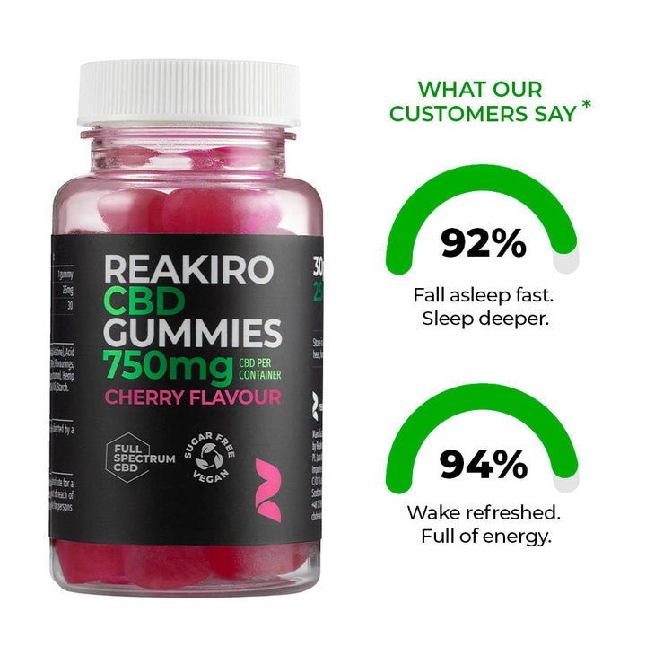 Reakiro CBD Vegan Gummies 750mg Cherry flavour 30pcs