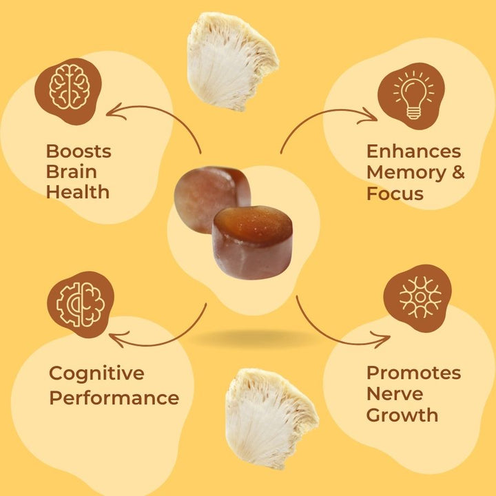 Lion's Mane Mushroom Gummies 60pcs - Berry Flavour - Brain Support