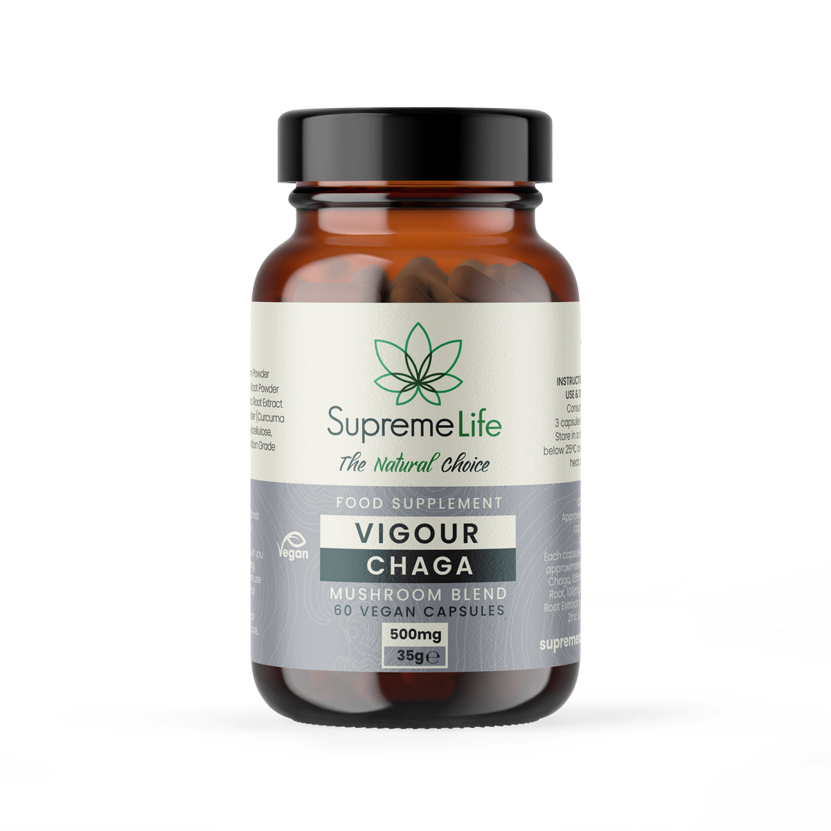 Supreme CBD - Chaga Vegan Capsules - Vigour (500mg)