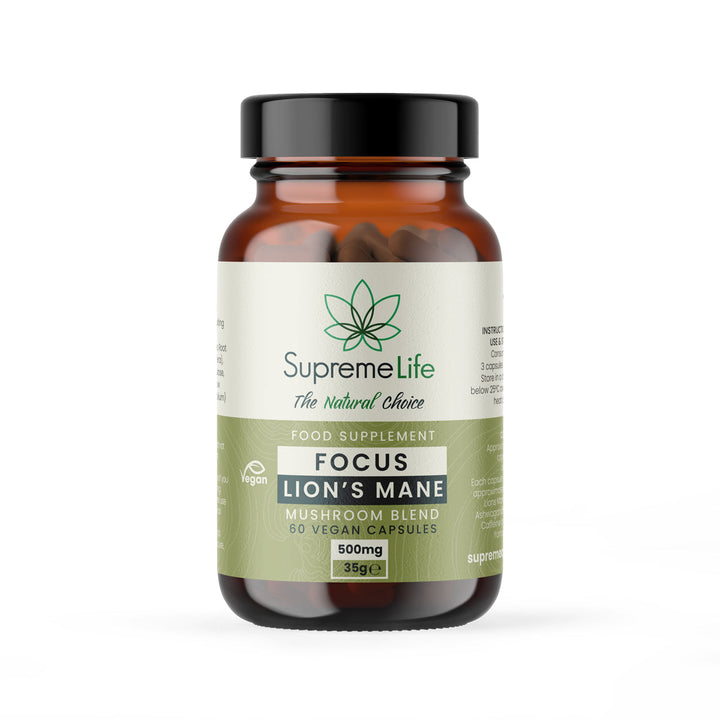 Supreme CBD - Lions Mane Mushroom Vegan Capsules  - Focus (500mg)