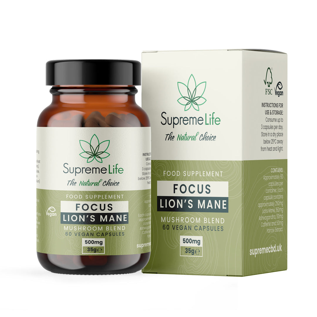 Supreme CBD - Lions Mane Mushroom Vegan Capsules  - Focus (500mg)