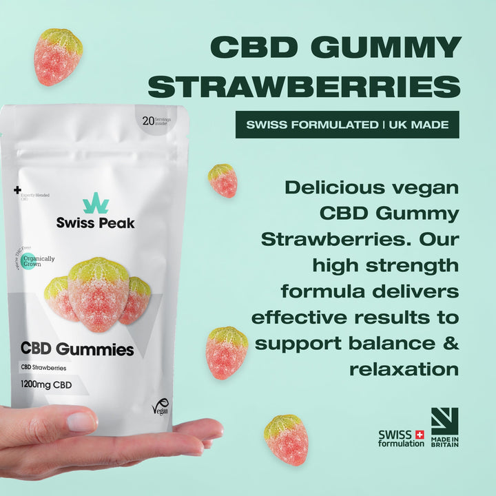 Swiss Peak CBD Gummy Strawberries - 1200mg CBD | 20 Gummies