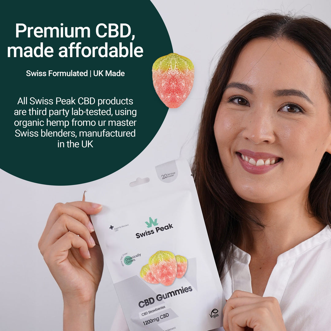 Swiss Peak CBD Gummy Strawberries - 1200mg CBD | 20 Gummies