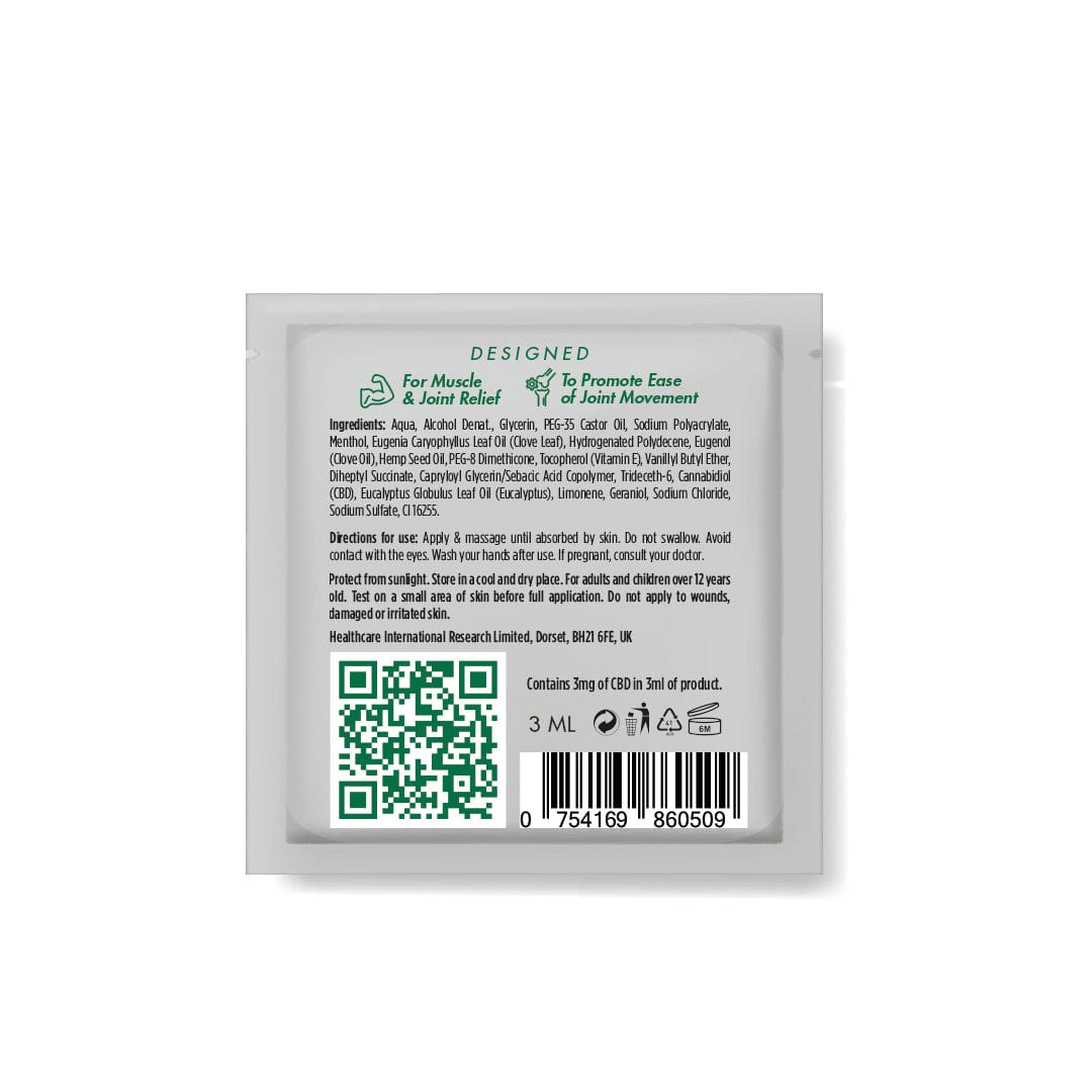NEW *TRY BEFORE YOU BUY* HEMPE Hot Muscle & Joint Sample Sachet 3ml
