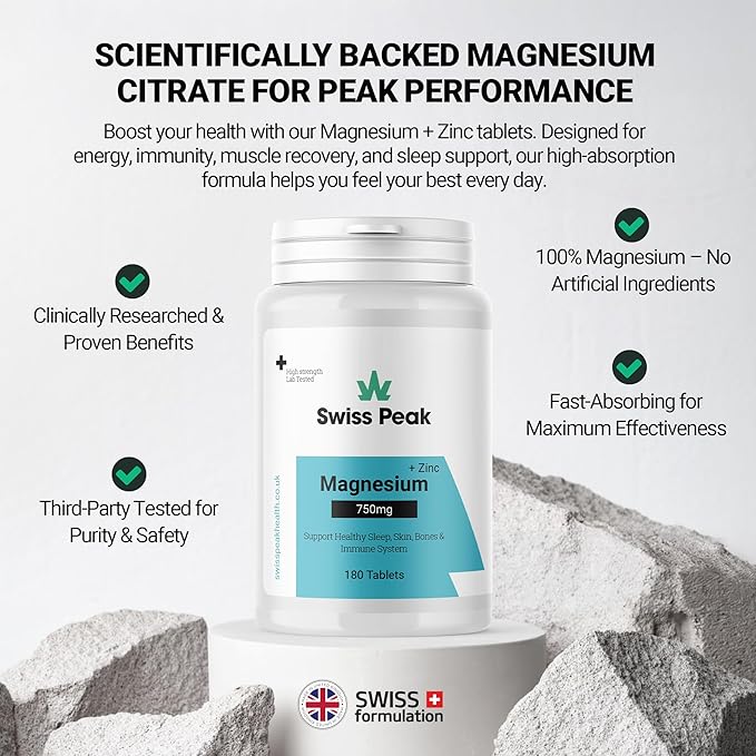 Swiss Peak Magnesium Citrate Tablets 750mg | 60 Servings