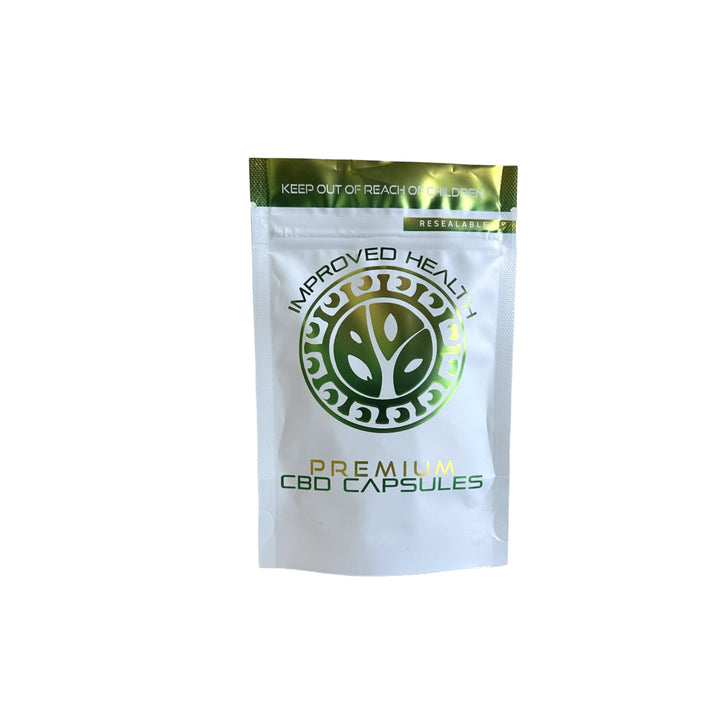 Improved Health Cold Pressed Organic Indica CBD Capsules – 50mg Full Spectrum Cannabinoids