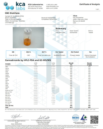 Improved Health CBC (Cannabichromene) Isolate 95.7% – 1ml Glass Syringe | Pure & Potent