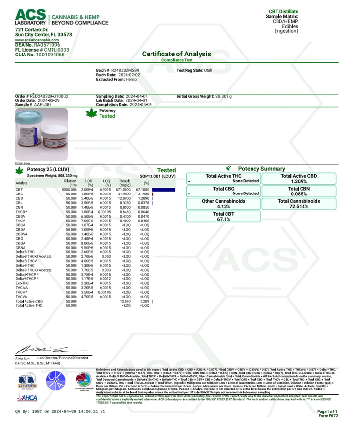 Improved Health CBT (Cannabitriol) Isolate 72.51% – High-Purity Cannabinoid | 1ml Syringe