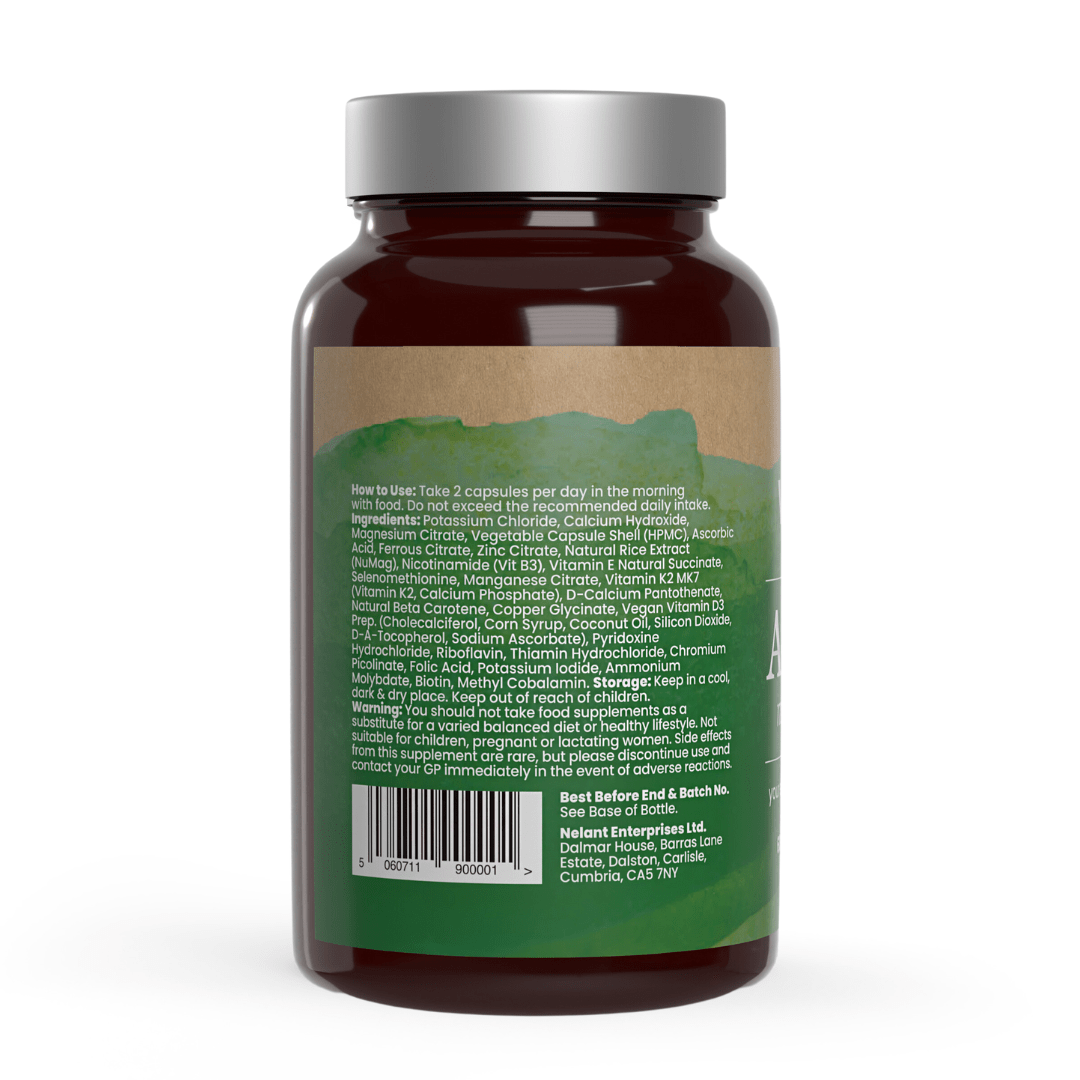 Veganates Ethical UK Vegan Multivitamin Supplement NOW IN Recycled Glass Jars