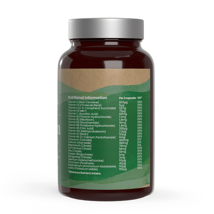 Veganates Ethical UK Vegan Multivitamin Supplement NOW IN Recycled Glass Jars