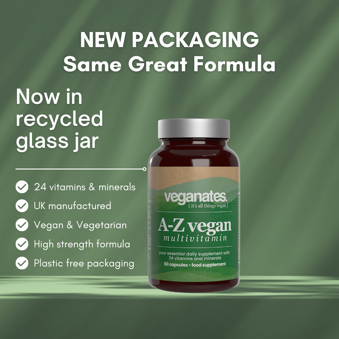 Veganates Ethical UK Vegan Multivitamin Supplement NOW IN Recycled Glass Jars