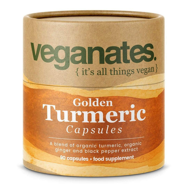 Veganates Organic Vegan Turmeric Curcumin & Ginger Supplement with Black Pepper in Plastic Free Biodegradable Tub