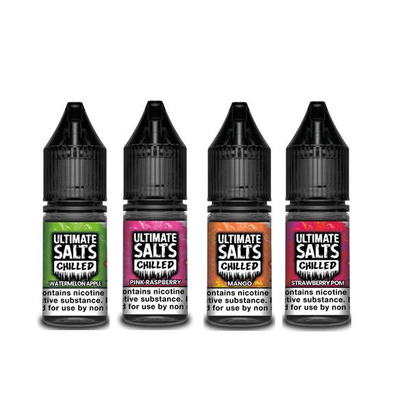 10MG Ultimate Puff Salts Chilled 10ML Flavoured Nic Salts (50VG-50PG) - Flavour: Watermelon Apple - SilverbackCBD