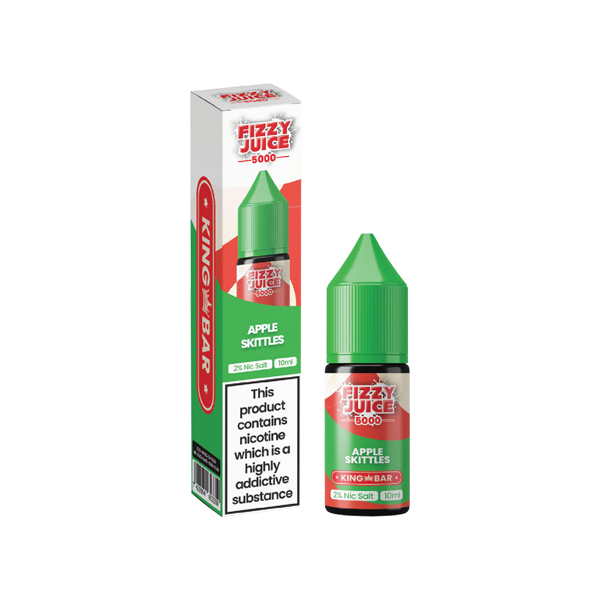 10mg Fizzy Juice King Bar 10ml Nic Salts (50VG/50PG) - Flavour: Green Apple Kiwi