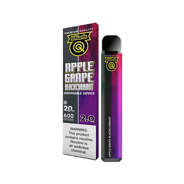 20mg Billiards Q Tricks Shot Disposable Vape Device 600 Puffs - Flavour: Apple Grape Blackcurrant - SilverbackCBD