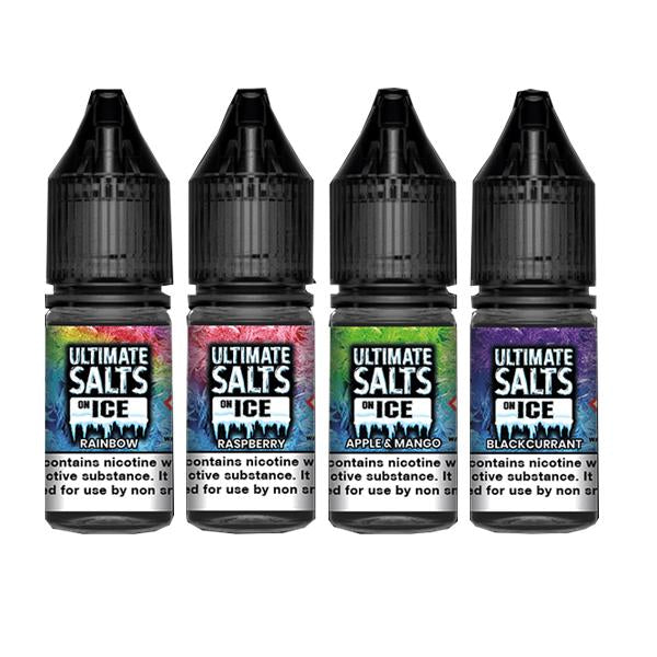 20mg Ultimate Puff Salts On Ice 10ml Flavoured Nic Salts (50VG-50PG) - Flavour: Raspberry - SilverbackCBD
