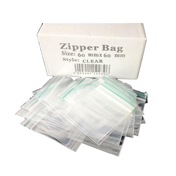 5 x Zipper Branded 60mm x 60mm Clear Bags - SilverbackCBD