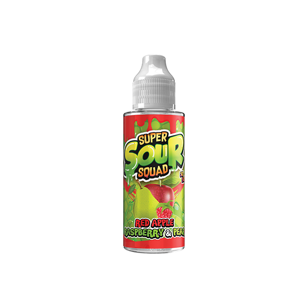 Super Sour Squad 100ml E-liquid 0mg (50VG/50PG) - Flavour: Red Apple Raspberry & pear