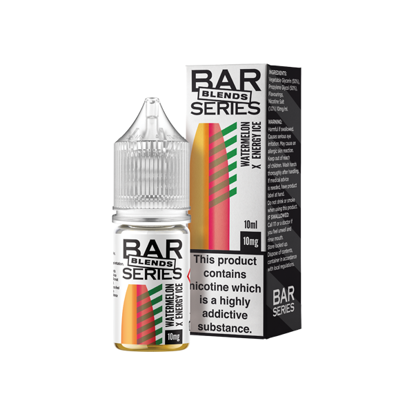 10mg Bar Series Blends 10ml Nic Salts (50VG/50PG) - Flavour: Watermelon X Energy Ice