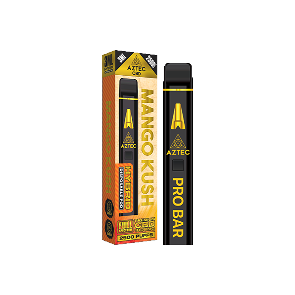 Aztec CBD 1800mg Pro Bar CBD Disposable Vape Device 2500 Puffs - Flavour: Mango Kush