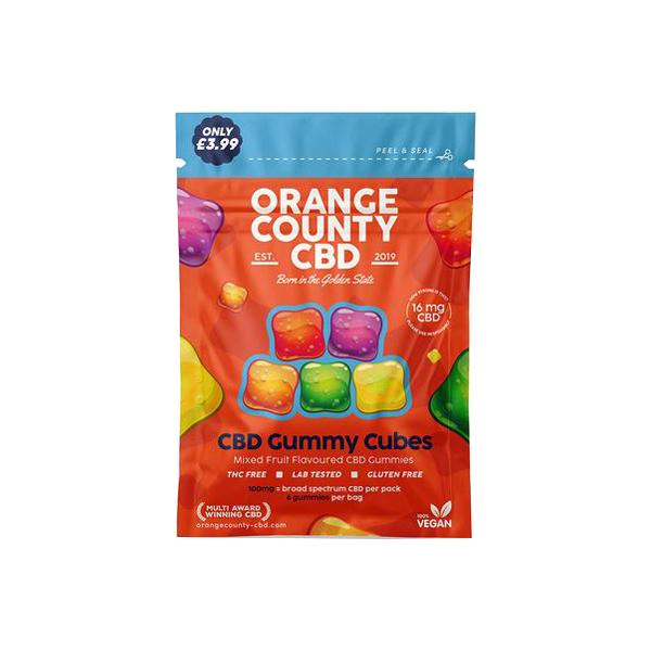 Orange County CBD 100mg Mini CBD Gummy Cubes - 6 Pieces - SilverbackCBD