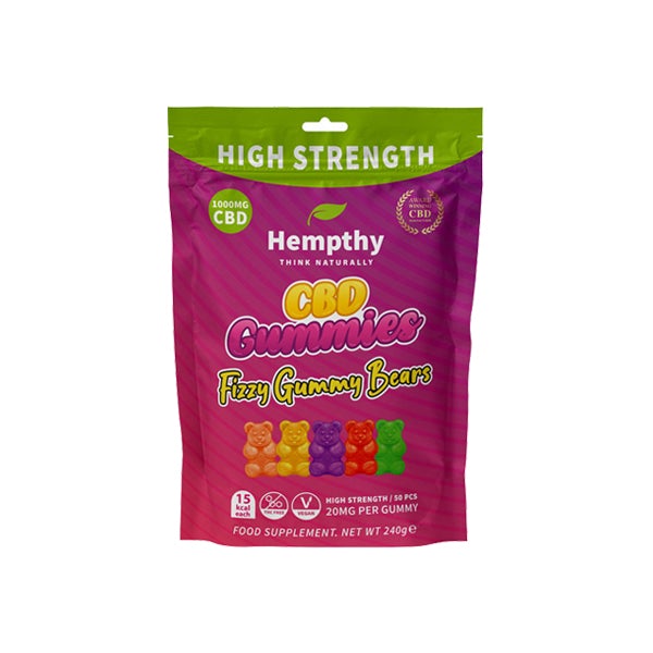 Hempthy 1000mg CBD Fizzy Gummy Bears Gummies - 50 Pieces - SilverbackCBD