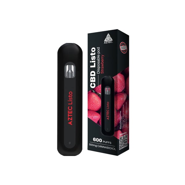 Aztec CBD Listo 500mg CBD Disposable Vape Pen - 1ml 600 Puffs - Flavour: Watermelon - SilverbackCBD