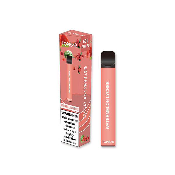 20mg Top Bar EE 600 Disposable Vape Device 600 Puffs - Flavour: Peach Ice