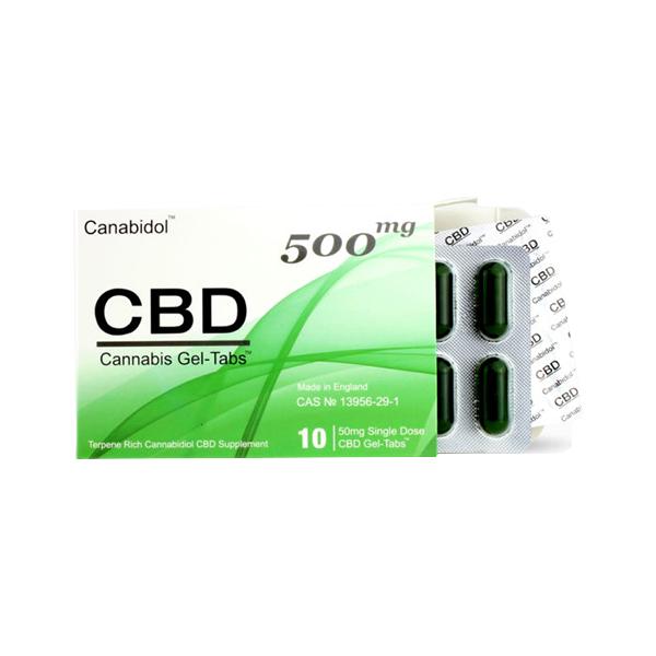 Canabidol 500mg CBD Gel-Tabs 10 Capsules - SilverbackCBD