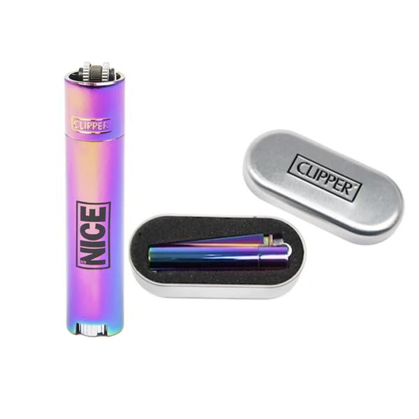 Mr Nice Logo Metal Clipper Lighter - Rainbow - SilverbackCBD