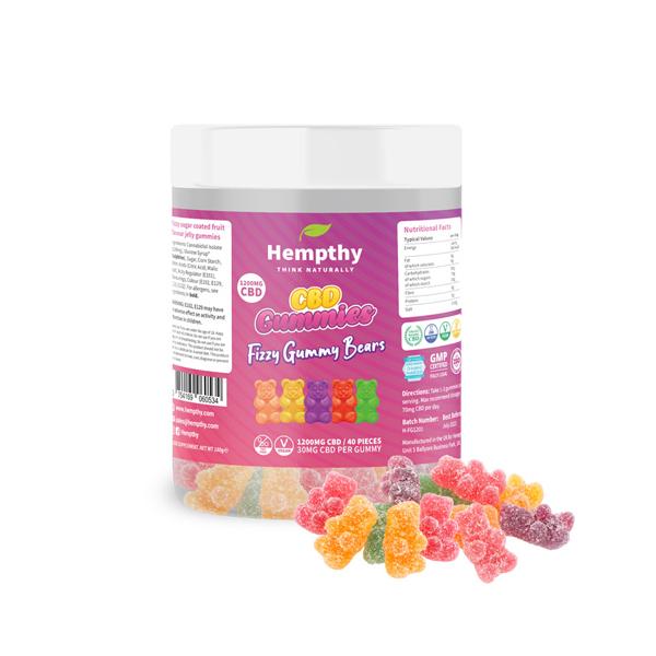 Hempthy 1200mg CBD Fizzy Gummy Bears - 40 pieces - SilverbackCBD