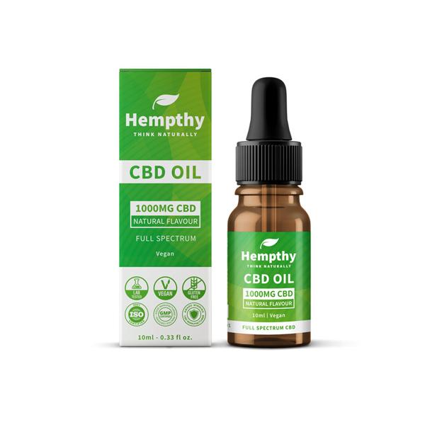 Hempthy 1000mg CBD Oil Full Spectrum Natural -  10ml - SilverbackCBD