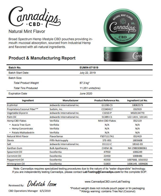 Cannadips 150mg CBD Snus Pouches - Natural Mint - SilverbackCBD