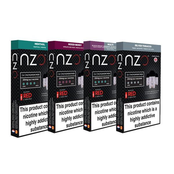 NZO 20mg Salt Cartridges with Red Liquids Nic Salt (50VG-50PG) - Flavour: Ice Mango - SilverbackCBD