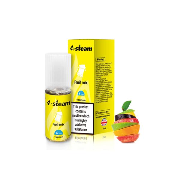 A-Steam Fruit Flavours 12MG 10ML (50VG-50PG) - Flavour: Vanilla - SilverbackCBD