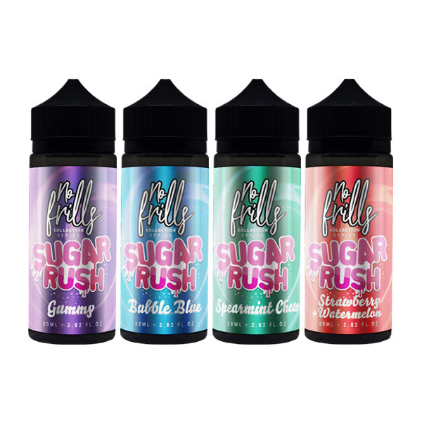 No Frills Collection Sugar Rush 80ml Shortfill 0mg (80VG-20PG) - Flavour: Bubble Blue