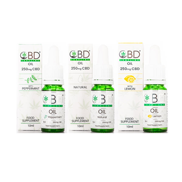 CBD Leafline 250mg CBD Food Supplement Oil 10ml - Flavour: Natural