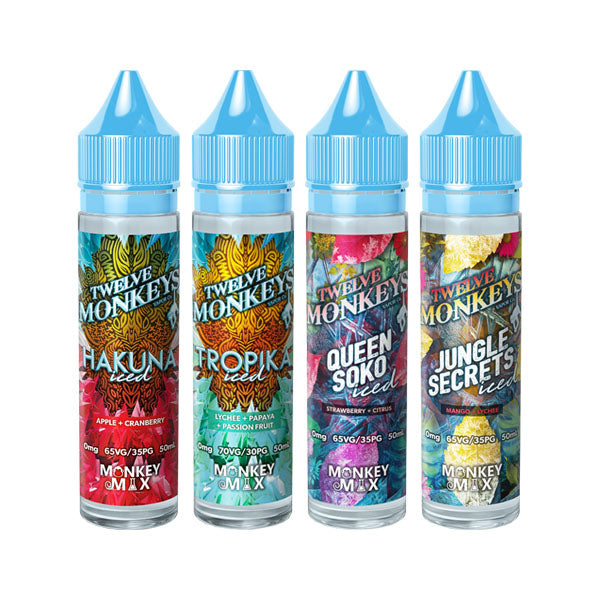 Twelve Monkeys Ice Age 50ml Shortfill 0mg (70VG-30PG) - Flavour: Jungle Secrets Iced